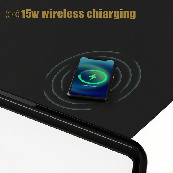 🌠Modern Smart Coffee Table with Built in Fridge, Outlet Protection,Wireless Charging, Mechanical Temperature Control, Power Socket, USB Interface and Ice Water Interface