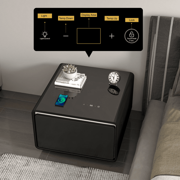 🌠Modern Smart Coffee Table with Built in Fridge, Outlet Protection,Wireless Charging, Mechanical Temperature Control, Power Socket, USB Interface and Ice Water Interface