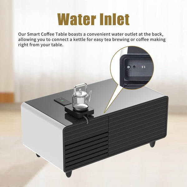 🌠Modern Smart Coffee Table with Built in Fridge, Outlet Protection,Wireless Charging, Mechanical Temperature Control, Power Socket, USB Interface and Ice Water Interface