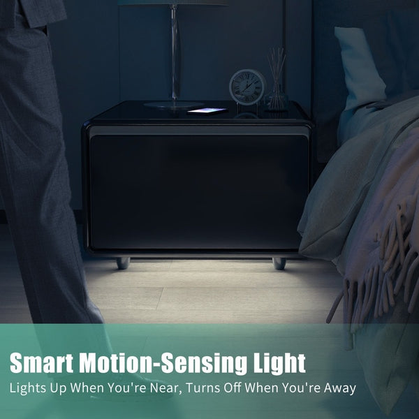 🌠Modern Smart Coffee Table with Built in Fridge, Outlet Protection,Wireless Charging, Mechanical Temperature Control, Power Socket, USB Interface and Ice Water Interface