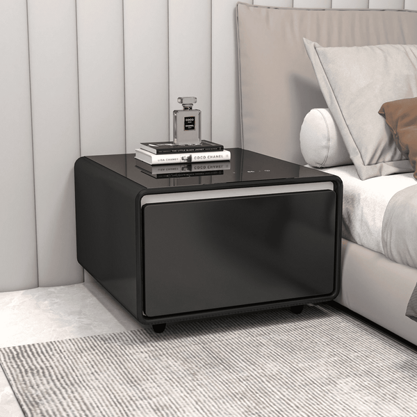 🌠Modern Smart Coffee Table with Built in Fridge, Outlet Protection,Wireless Charging, Mechanical Temperature Control, Power Socket, USB Interface and Ice Water Interface