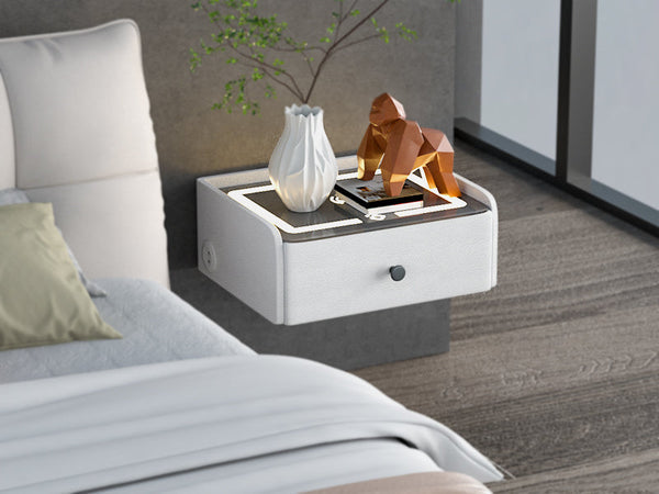 ✨Floating Nightstand with Charging Station, Smart Bedside Table Wall Mounted Nightstand