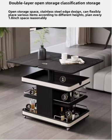 ✨Multifunctional Convertible Lift-Top Coffee Table☕Living Room Adjustable Home Sofa Small Apartment Side Cabinet Foldable Solid Wood Small Trolley