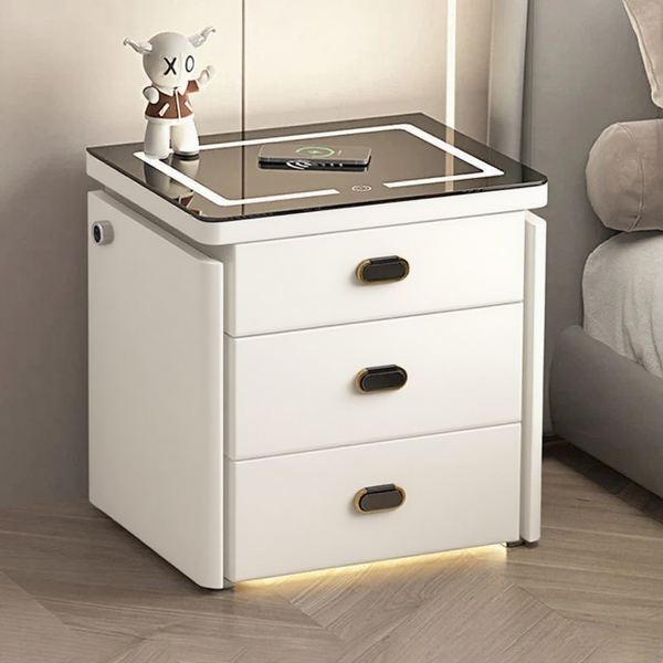 💥SmartSecure 3-Drawer Nightstand with Biometric Safe & LED Lighting