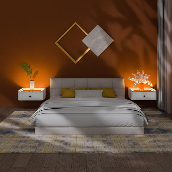 ✨Floating Nightstand with Charging Station, Smart Bedside Table Wall Mounted Nightstand