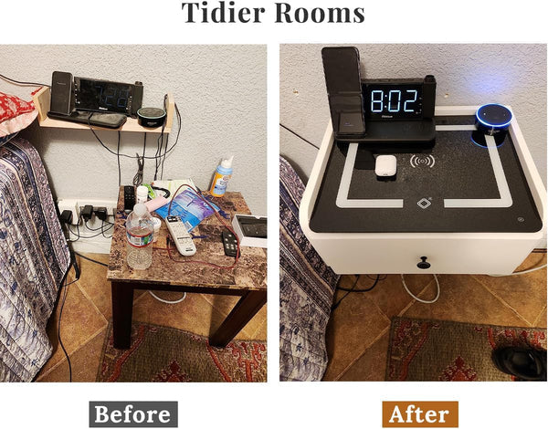 ✨Floating Nightstand with Charging Station, Smart Bedside Table Wall Mounted Nightstand