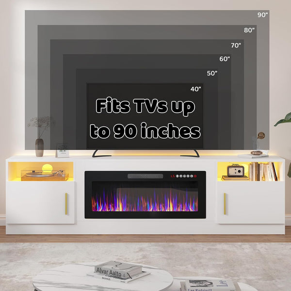 🔥Fireplace TV Stand with 36" Electric Fireplace,LED Light Entertainment Center,Media Console Table for Living Room