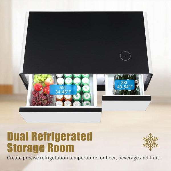 🌠Modern Smart Coffee Table with Built in Fridge, Outlet Protection,Wireless Charging, Mechanical Temperature Control, Power Socket, USB Interface and Ice Water Interface
