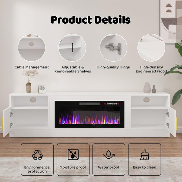 🔥Fireplace TV Stand with 36" Electric Fireplace,LED Light Entertainment Center,Media Console Table for Living Room
