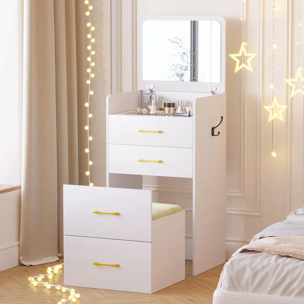 ✨Bedside Table Dressing Table Storage Integrated and Bedroom Flip Over Makeup Table