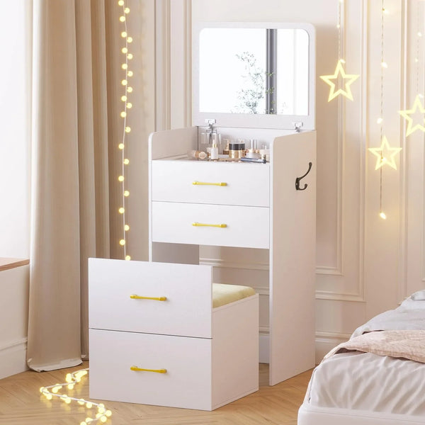 ✨Bedside Table Dressing Table Storage Integrated and Bedroom Flip Over Makeup Table