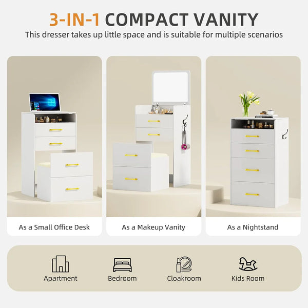 ✨Bedside Table Dressing Table Storage Integrated and Bedroom Flip Over Makeup Table