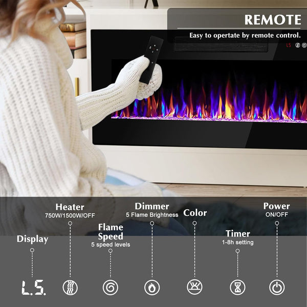 🔥Fireplace TV Stand with 36" Electric Fireplace,LED Light Entertainment Center,Media Console Table for Living Room