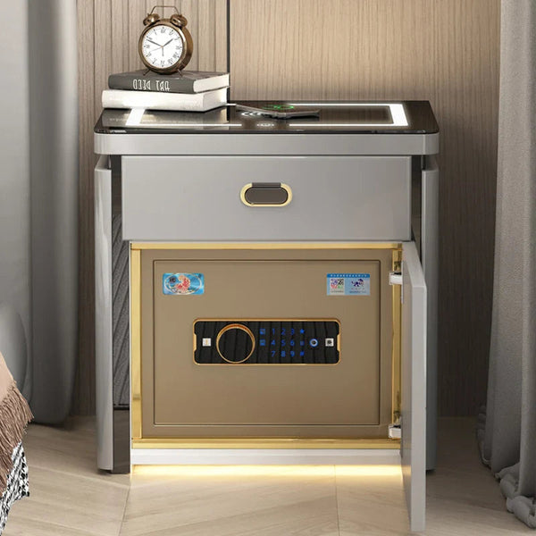 💥SmartSecure 3-Drawer Nightstand with Biometric Safe & LED Lighting