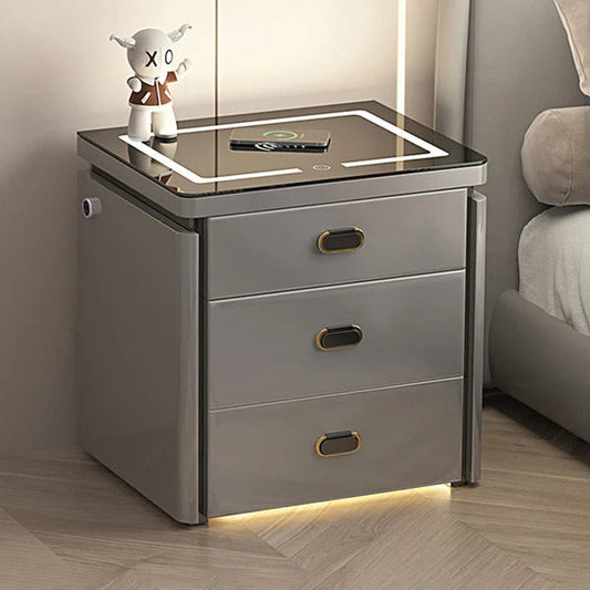 💥SmartSecure 3-Drawer Nightstand with Biometric Safe & LED Lighting