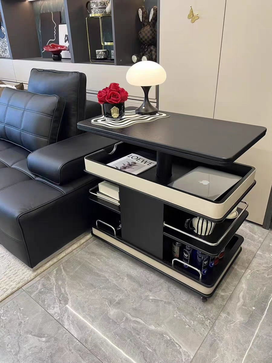 ✨Multifunctional Convertible Lift-Top Coffee Table☕Living Room Adjustable Home Sofa Small Apartment Side Cabinet Foldable Solid Wood Small Trolley