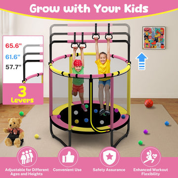 55-Inch Kids Trampoline with Basketball Hoop & Accessories